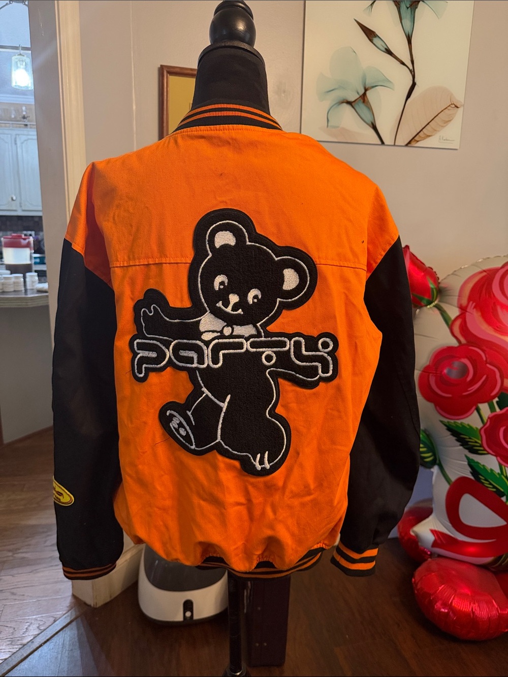 ASOS Orange and Black Teddy Patch Bomber Jacket